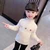 [Listo para envío] Suéter de cuello alto para niña 2025 Otoño e Invierno Nuevo Estilo Bebé Orilla de madera Camiseta básica para niña Cálida
