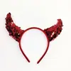 Diadema de cuernos de Halloween traje de tridente Diadema de Diablo Rojo accesorios para actuación de mascarada para niños y adultos