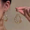 Brincos de Franja Gota d'Água com Diamantes Incrustados Agulha de Prata Estilo Palácio Nicho Versáteis Brincos de Luxo Leve High-End Atacado