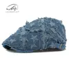 Boina de Brim Personalizada Estilo Coreano para Mulheres, Chapéu de Performance Exagerado Estilo de Rua com Franjas, Boné Artístico Retro para Frente, Boné Bico de Pato para Homens