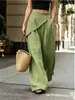 Pantalones de pierna ancha de cintura alta para mujer, holgados, color liso, diseño irregular, pantalones largos casuales, nueva llegada de verano, material de lino, pantalones de largo hasta el suelo