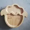 Set de Vajilla de Bambú para Bebé con Formas de Animales de Dibujos Animados, Plato para Comida Complementaria Infantil, Plato Dividido para Comer Bebé