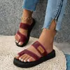 Talla Grande Color Sólido Nuevo Estilo de Moda Casual Suela Gruesa Chanclas de Playa Sandalias de Ponerse con Separación en los Dedos Talla 36-43