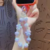 Cadena Creativa de Flor de Cerezo con Cuentas para Teléfono Móvil Llavero Colgante Lindo para Pareja Coche Llavero de Mochila Escolar Colgante Pequeños Regalos