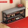 Banqueta para zapatos en la entrada de casa, zapatero simple con asiento, banco de almacenamiento, banco integrado de arte en hierro para cambiarse los zapatos en la entrada