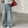 Jeans para Niña 2026 Nuevos Pantalones de Primavera y Otoño para Niños, Pantalones Anchos Elegantes para Niños Mayores, Pantalones Rectos de Moda para Niña con Pedrería