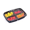 Caja Desechable para Cortar Fruta Ahora Caja de Embalaje para Pastel de Fruta Fuente de Tres Piezas con Tapa Caja Transparente de Doble Fuente 250g