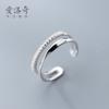 Anillo de plata Nalan S925 para mujer, estilo japonés y coreano, con doble capa de diamantes trenzados, joyería ajustable J5831