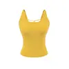Chaleco de Yoga Fitness con Almohadillas en el Pecho, Corte Ajustado, Sexy Diseño Hueco en la Espalda, Top Corto sin Tirantes para Mujer