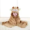 Manta de bebê com desenho, veludo coral, absorvente de água, bordada, manta macia com capuz, capa, adequada para recém-nascidos.