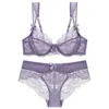 Lencería sexy de estilo francés transfronteriza, diseñada para hacer que los senos grandes parezcan más pequeños y prevenir la flacidez, con un sujetador de encaje de verano ultradelgado, transpirable y seductor