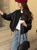 Chaqueta corta de cuero casual de moda con cuello alto para mujer, nueva chaqueta versátil de cuero suave para mujer petite, primavera y otoño 2026