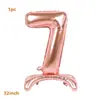 Balões de Folha de Alumínio Digitais Rose Gold de 32 polegadas para Ficar em Pé com Base, Embalados Individualmente para Decoração de Festa de Aniversário