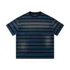 Reknat Camiseta a Rayas de Algodón Pesado Estilo Retro Americano Lavada Vintage de Verano para Hombre Manga Corta Pl1356