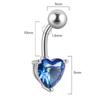 Moda transfronteriza K9 Crystal clavo de ombligo acero inoxidable amor cuadrado garra en forma de diamante grande brillante anillo de ombligo joyería corporal
