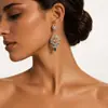 Pendientes de Borla con Forma de Gota de Agua y Pedrería Estilo Vintage Europeo y Americano Pendientes de Botón de Lujo Ligero de Gama Alta Pendientes Exagerados de Personalidad de Moda Accesorios para Mujeres