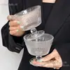 Estilo Ins Padrão Vertical Copo Alto para Sobremesa Vidro Copo para Sorvete Copo para Água com Açúcar Leite Ácido Tigela para Café da Manhã com Aveia Copo para Sorvete