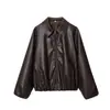 Comércio Exterior Transfronteiriço à Vista Estilo Europeu e Americano Roupas Femininas Outono Nova Moda Jaqueta Bomber Retro de Couro Sintético