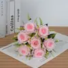 Flores Artificiais de Rosa Transfronteiriças, Rosas Coreanas de 7 Cabeças Mais Vendidas, Flores de Mão para Casamentos, Decoração de Casa, Enfeites de Flor de Seda