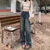 Jeans Vintage Estrechos de Pierna Ancha para Mujer, Novedad Verano 2025 de Cintura Alta Lavados Rectos Sueltos Caídos de Longitud Completa
