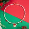 Collar de Perlas Colgante de Muñeco de Nieve Navideño Transfronterizo Europeo y Americano para Mujer Combinación con Todo Rojo Verde Otoño e Invierno Dibujos Animados Lana Cadena Mujer