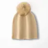 Gorro de Punto Casual de Cachemira 2024 Otoño/Invierno Nuevo para Mujer de Gama Alta Color Sólido con Pompón Engrosado Cálido Moderno Versátil