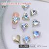 Pedras Strass de Cristal em Formato de Coração Inclinado para Nail Art, Vários Tamanhos, Sensação Popular da Internet, Pedras Strass para Unhas em Formato de Coração Super Brilhantes Atacado