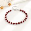 Pulseira de prata esterlina S925 com contas de prata roxa dourada e vermelha, joias elegantes de nicho, joias leves e luxuosas para mulheres