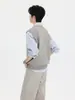 Colete de tricô sem mangas para homens, estilo coreano de outono, solto e moderno, suéter pullover de gola V liso, novo modelo