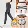 Calças de Ciclismo Grossas com Forro de Fleece Lyocell Sharkskin para Outono e Inverno para Mulheres, Emagrecimento, Controle de Barriga, Levanta Bumbum, Leggings de Cintura Alta