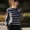 Nuevo Estilo Otoño/Invierno 2026 Casual Versátil Rayas Sudadera con Capucha Holgado Perezoso Tejido Grueso Suéter para Mujer