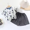 Conjunto de Algodão de Manga Curta Infantil Meninos Novo Casual Shorts de Manga Curta Roupas Finas de Verão Conjunto de Duas Peças da Moda
