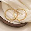 Pulseira multicamadas de contas em forma de coração dourado da Amazon, elegante e simples, estilo europeu e americano, pulseira ajustável empilhável para mulheres