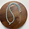 Collar Sencillo Versátil de Cristal Transparente con Corazón de Zirconia para Verano, Cadena para Clavícula Linda y Femenina para Mujer