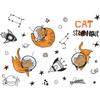 FX-E139 Dibujos animados de gato espacial, cohete, constelación, planeta, habitación infantil, guardería, hogar, decoración de pared, pegatinas de pared