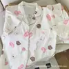 Pijama de Algodón Yunduo para Mujer Verano 2025 Nuevo Dulce y Lindo Cereza Manga Corta Pantalones Cortos Traje para Casa para Niñas Verano