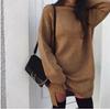 Aliexpress Amazon Transfronterizo Nueva Moda de Primavera Vestido de Punto de Invierno para Mujer Cuello Alto Suelto Camisa Larga Top