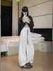 Pantalones de chándal jogger blancos y grises estilo coreano para mujer, nuevo modelo otoño 2026, cintura alta, corte holgado, adelgazantes, casuales de pierna ancha