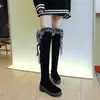 Elegantes botas de gamuza hasta la rodilla con cremallera lateral y cuello de pelo Botas de jinete Botas de algodón 34-43 Botas de comercio exterior de Amazon