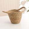 Cesta de Flor de Cuerda de Tule Grande Florero Trenzado Cesta de Flor de Paja Tejida a Mano Cesta Tejida de Paja y Sauce Cesta Simple de Almacenamiento