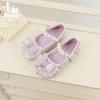 Sapatos de Cristal Coloridos como Doces para Meninas 2026 Nova Moda Primavera Sapatos de Princesa Elsa para Meninas Pequenas Sapatos de Couro para Apresentação Infantil