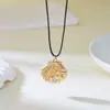 Direto da fábrica verão novo colar de corda preta com concha moda masculina e feminina versátil pérola concha estrela do mar colar de corda encerada