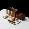 Juego de té Fangcun: Juego de Té Portátil para Exteriores con Tetera de Arcilla Púrpura Plateada y Taza de Titanio, Juego de Té para Coche para Preparar Té al Aire Libre