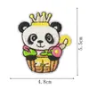 Taza de Postre Dulce con Parche Bordado de Panda con Corona Parche de Cabeza de Panda Lindo para Ropa, Zapatos y Gorras de Niños Parche de Reparación de Agujeros