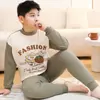 Conjunto de Roupa Íntima de Algodão para Meninos Outono, Conjunto de Pijama Térmico Camada Base Estudantil para Crianças de Tamanho Médio e Grande, Tamanho Plus