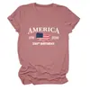 Amazon Ebay Site Independente Moda Casual Versátil Feminina América 1776 2026 Gola Redonda Manga Curta Camiseta