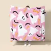 Manta de Franela con Estampado de Fantasmas Lindos Halloween Otoño Invierno Engrosada Cálida Manta para Siesta Cubierta de Sofá Personalizada