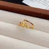 Anel Aberto de Pônei Dourado Real 18K Galvanizado com Gotejamento de Óleo Camada Dupla Oco Ano Novo Nicho High-End Versátil Joia Feminina