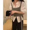 En stock. Nueva colección de principios de otoño estilo coreano: Atuendo elegante y con estilo en capas que presenta un suéter tipo camisola con nudo al frente para mujer, estilo 25505