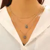 Joia Cruzada Europeia e Americana com Design de Nicho, Colar com Pingente de Diamante Negro em Acrílico, Corrente Fina Simples Multi-Camadas Estilo Ins para Clavícula